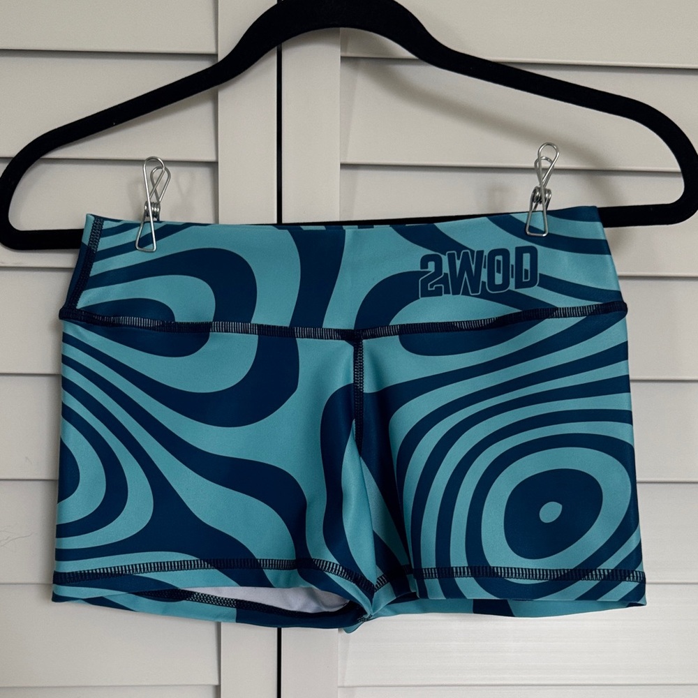 Women's Athletic Shorts - Blue Swirl Design
